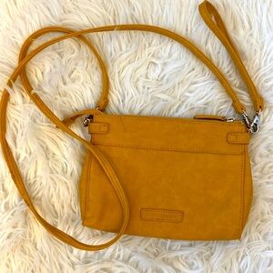 Liz Claiborne Mustard Yellow  Crossbody Bag Purse detachable Wristlet